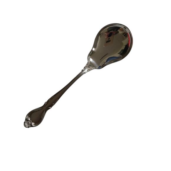 Vintage Lyons Queens Fancy Sugar Spoon Stainless Steel 6" Satin Black Accent 70s - Picture 6 of 13
